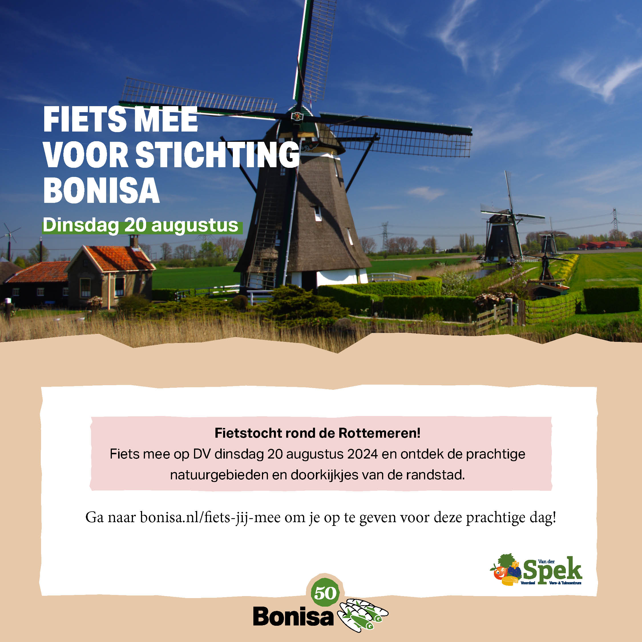 Fiets mee voor Stichting Bonisa dinsdag 20 augustus 2024